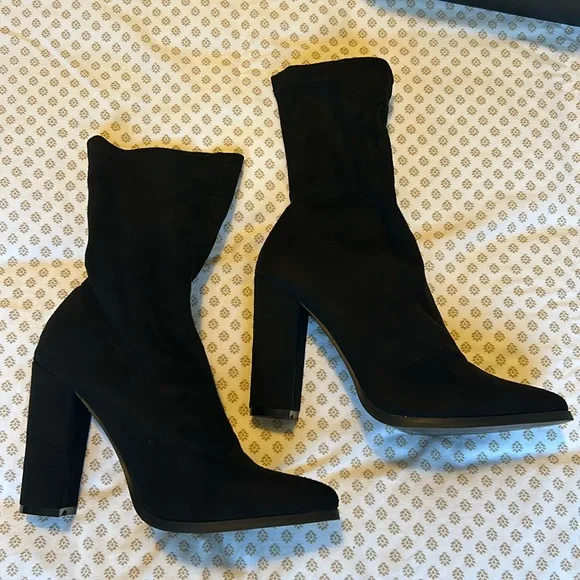 Nasty Gal Shoes Nasty Gal Black Suede Sock Boot Poshmark